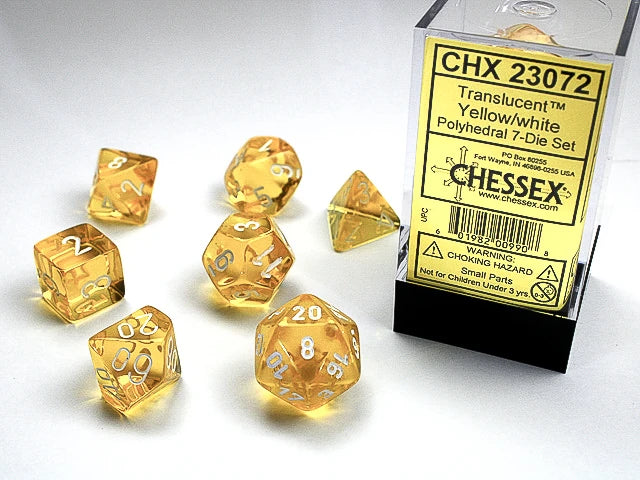 Translucent: Polyhedral Yellow/White 7-Die Set