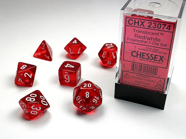 Translucent: Polyhedral Red/White 7-Die Set