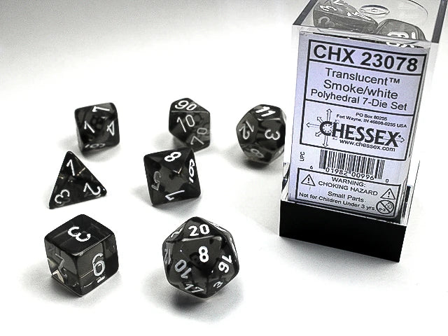 Translucent: Polyhedral Smoke/White 7-Die Set