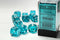 Translucent: 16mm D6 Teal/White Dice Block (12 Dice)