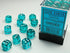 Translucent: 12mm D6 Teal/White (36 Dice)