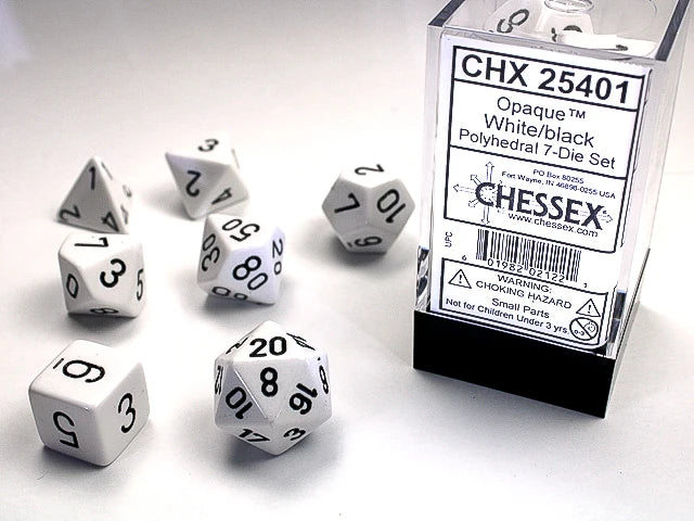 Opaque: Polyhedral White/Black 7-Die Set