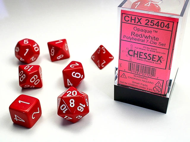 Opaque: Polyhedral Red/White 7-Die Set