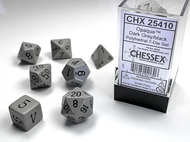 Opaque: Polyhedral Dark Grey/Black 7-Die Set