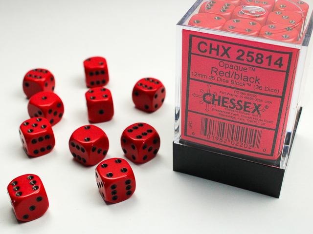 Opaque: 12mm D6 Red/Black (36)