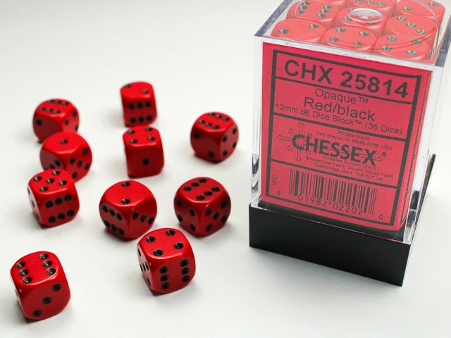 Opaque: 12mm D6 Red/Black (36)
