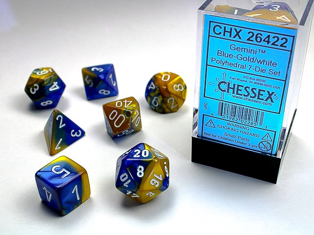 Gemini: Polyhedral Blue-Gold/White 7-Die Set