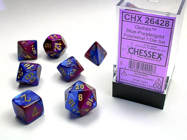 Gemini: Polyhedral Blue-Purple/Gold 7-Die Set