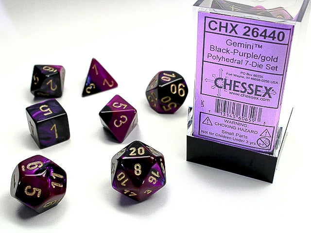 Gemini: Polyhedral Black-Purple/Gold 7-Die Set