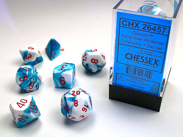 Gemini: Polyhedral Astral Blue-White/Red 7-Die Set