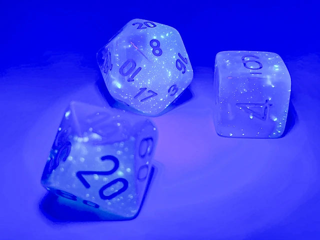 Gemini: Polyhedral Pearl Turquoise-White/Blue Luminary 7-Die Set