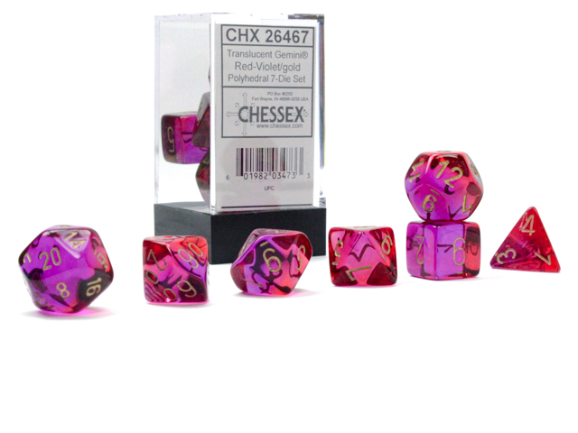 Gemini: Polyhedral Translucent Red-Violet/Gold 7-Die Set