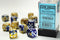 Gemini: 16mm D6 Blue-Gold/White Dice Block (12 Dice)
