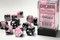 Gemini: 16mm D6 Black-Pink/White Dice Block (12 Dice)