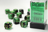 Gemini: 16mm D6 Black-Green/Gold Dice Block (12 Dice)