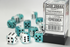 Gemini: 16mm D6 Teal-White/Black Dice Block (12 Dice)