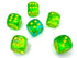 Gemini: 16mm D6 Translucent Green-Teal/Yellow (12)