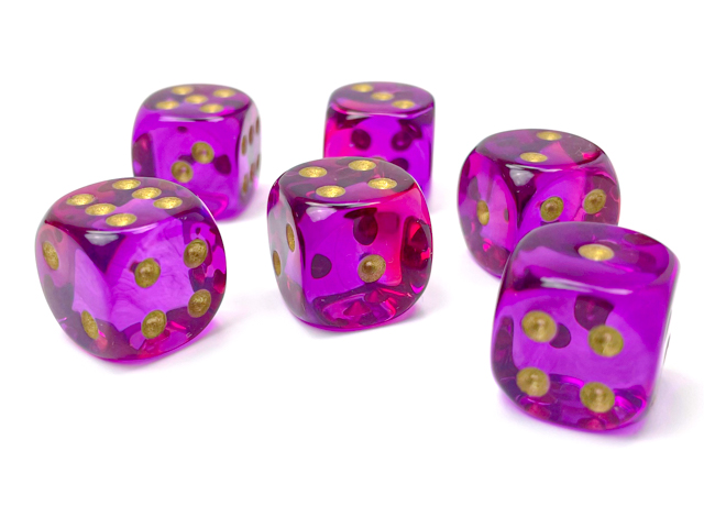 Gemini: 16mm D6 Translucent Red-Violet/Gold (12)