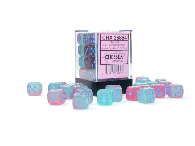 Gemini: 12mm D6 Gel Green-Pink/Blue Luminary (36)