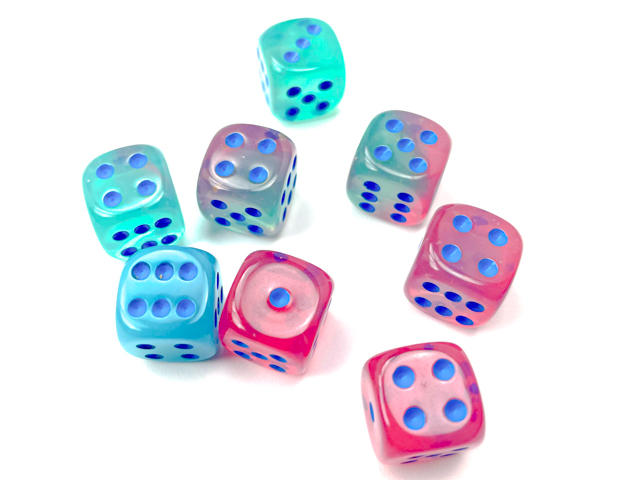 Gemini: 12mm D6 Gel Green-Pink/Blue Luminary (36)