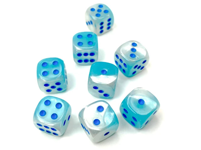 Gemini: 12mm D6 Pearl Turquoise-White/Blue Luminary (36)