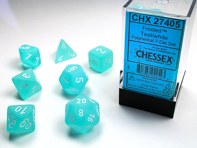 Frosted: Polyhedral Teal/White 7-Die Set