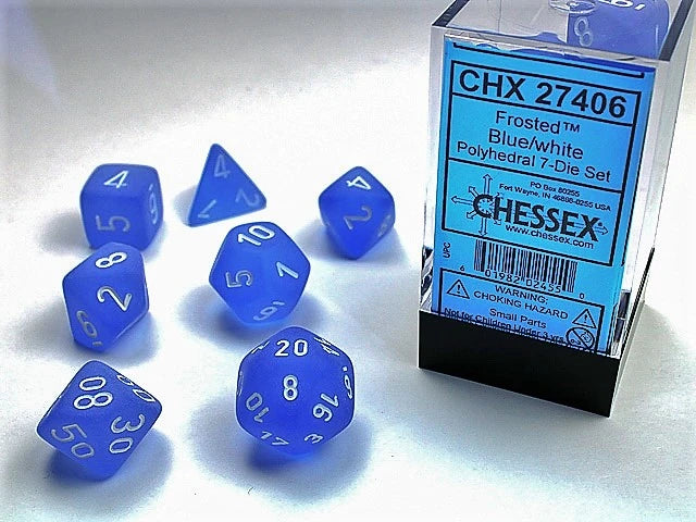 Frosted: Polyhedral Blue/White 7-Die Set