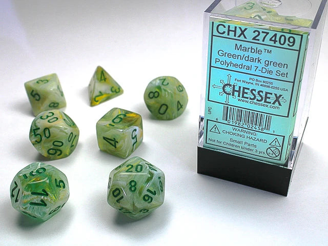 Marble: Polyhedral Green/Dark Green 7-Die Set