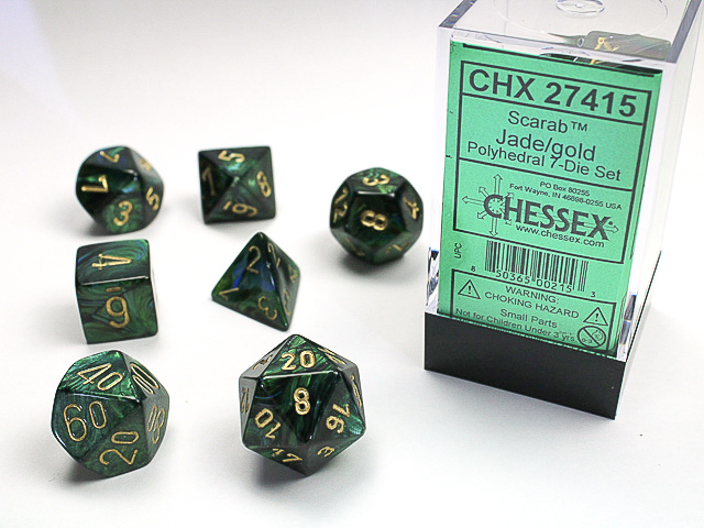 Scarab: Polyhedral Jade/Gold 7-Die Set