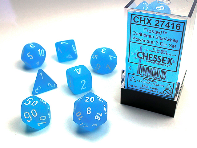 Frosted: Polyhedral Caribbean Blue/White 7-Die Set