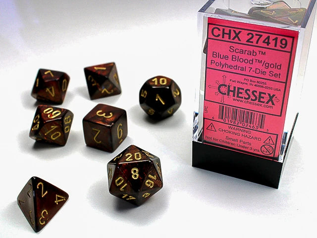 Scarab: Polyhedral Blue Blood/Gold 7-Die Set