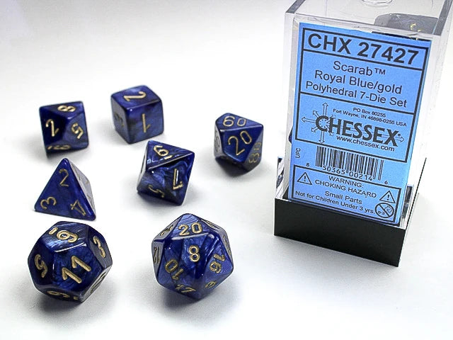 Scarab: Polyhedral Royal Blue/Gold 7-Die Set