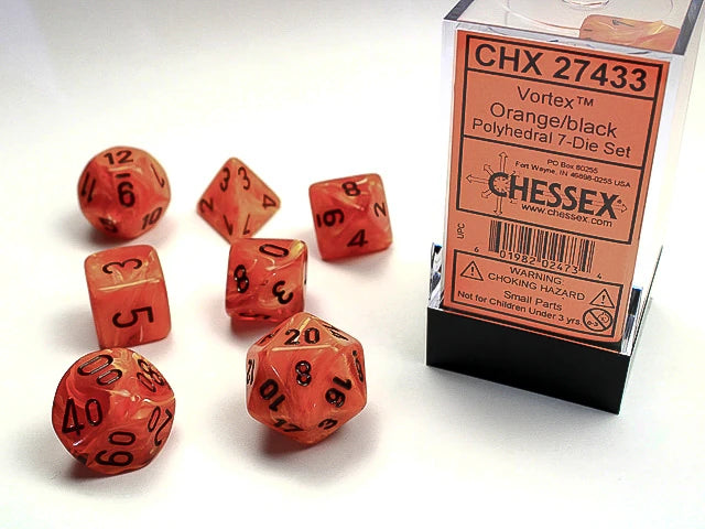 Vortex: Polyhedral Orange/Black 7-Die Set