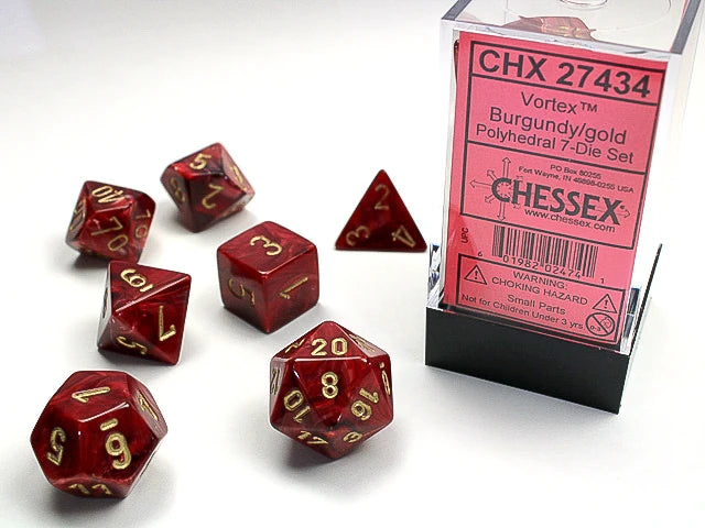 Vortex: Polyhedral Burgundy/Gold 7-Die Set