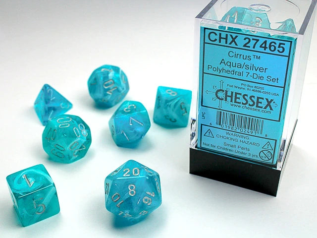 Cirrus: Polyhedral Aqua/Silver 7-Die Set