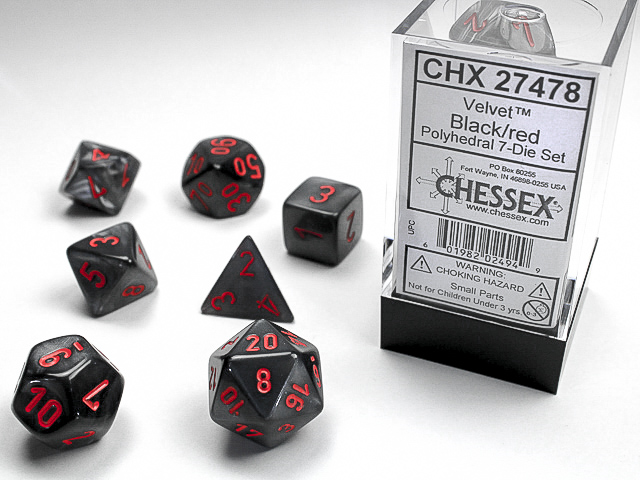 Velvet: Polyhedral Black/Red 7-Die Set