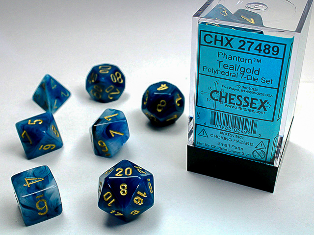 Phantom: Polyhedral Teal/Gold 7-Die Set