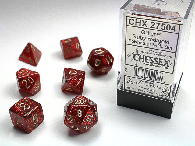 Glitter: Polyhedral Ruby/Gold 7-Die Set