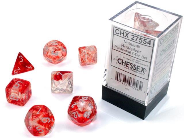 Nebula: Polyhedral Red/Silver Luminary: 7-Die Set