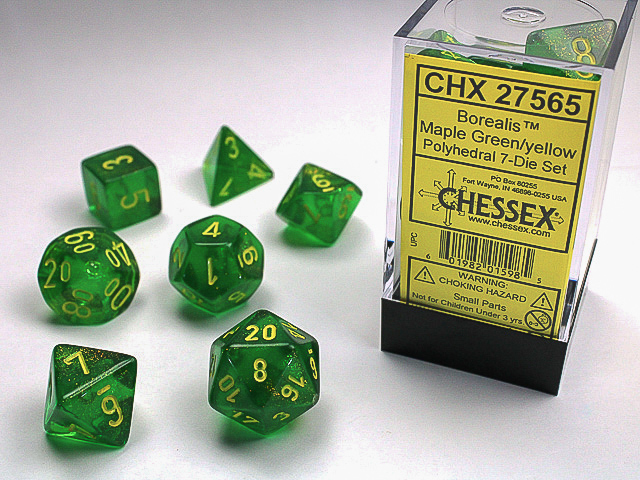 Borealis: Polyhedral Maple Green/Yellow 7-Die Set