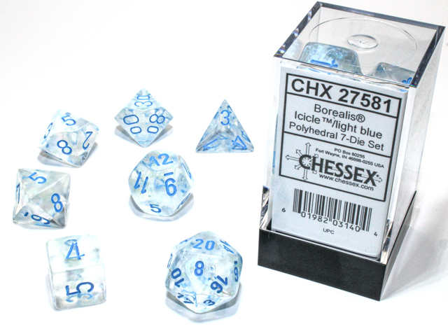 Borealis: Polyhedral Icicle/Light Blue Luminary: 7-Die Set