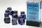 Scarab: 16mm D6 Royal Blue/Gold Dice Block (12 Dice)