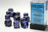 Scarab: 16mm D6 Royal Blue/Gold Dice Block (12 Dice)