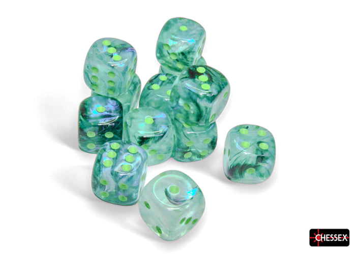 Borealis: Kelp/Light Green Luminary 16mm D6 (12 dice)