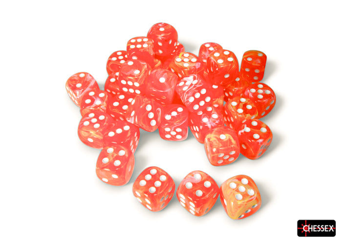 Festive: Dahlia/White 12mm D6 (36 dice)