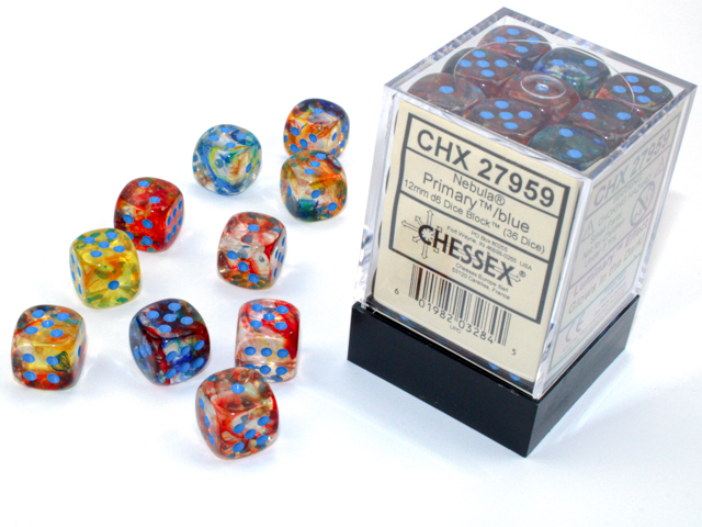 Nebula: 12mm D6 Primary/Turquoise (36 dice)