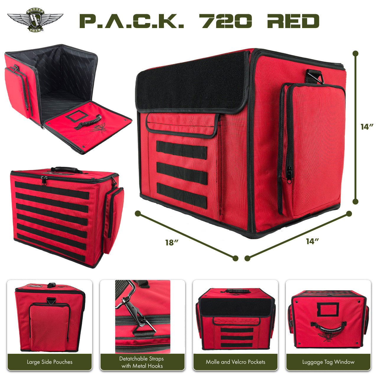 (720) P.A.C.K. 720 Molle with Magna Rack Sliders Load Out (Red)