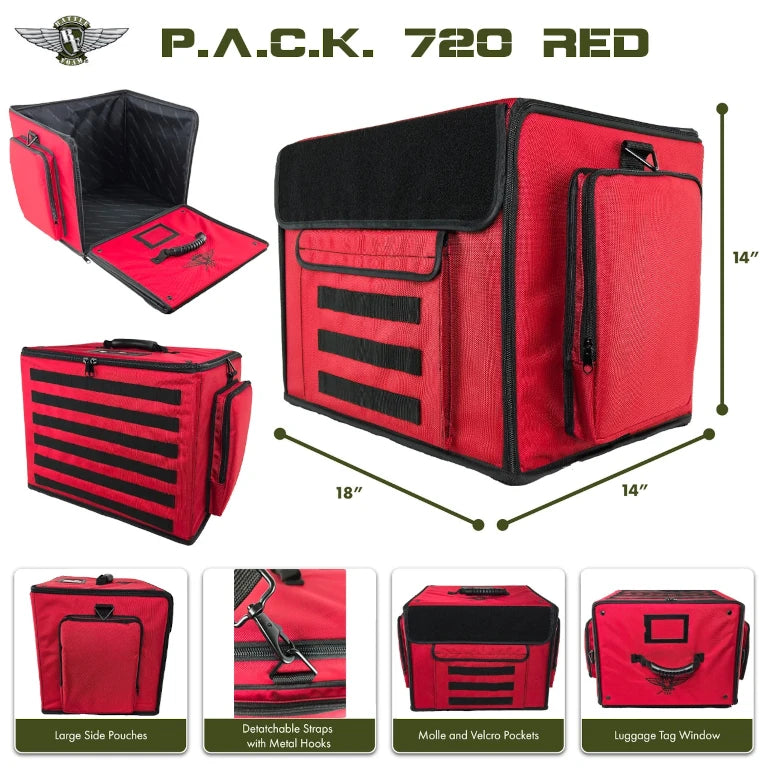 (720) P.A.C.K. 720 Molle with Magna Rack Sliders Load Out (Red)