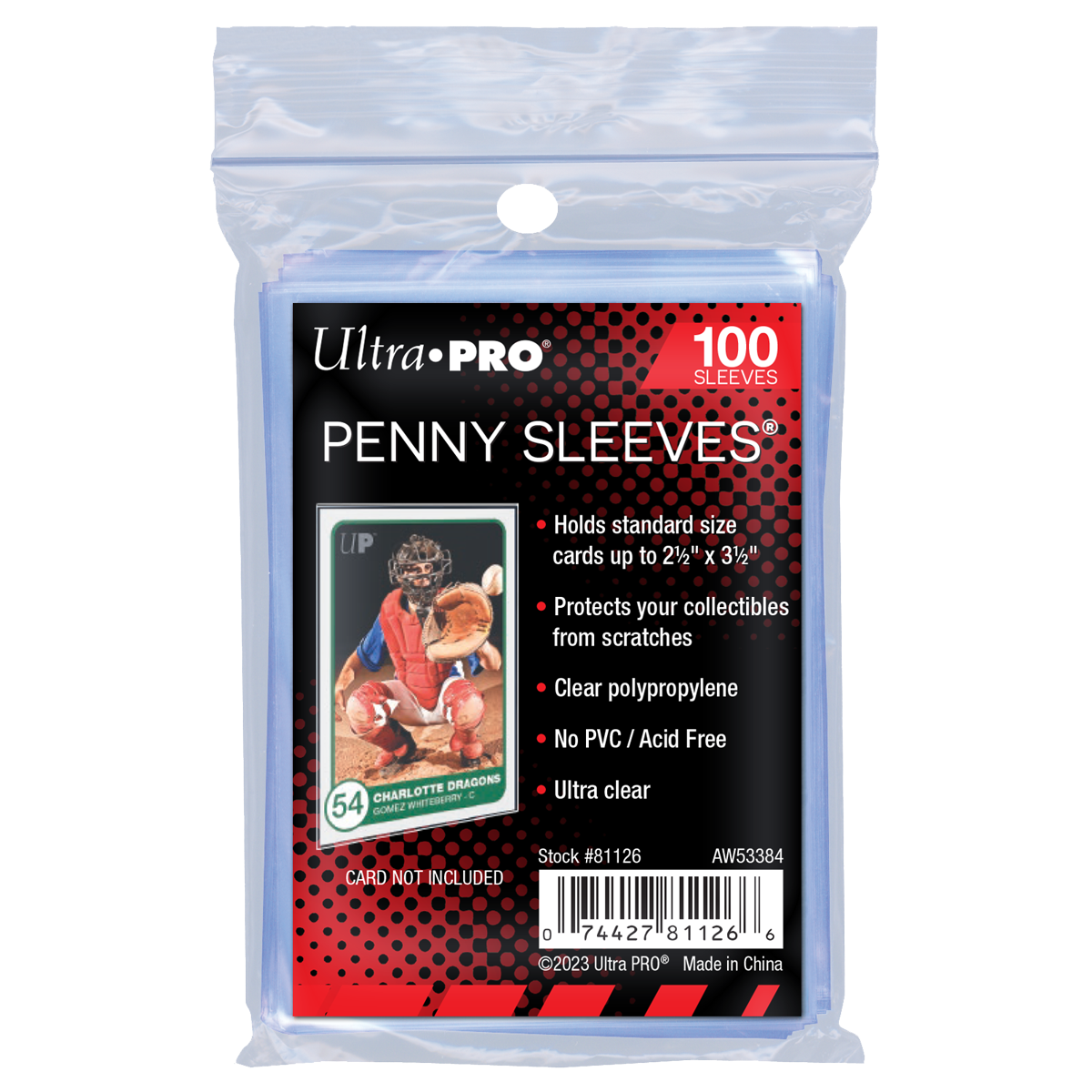 100ct PENNY SLEEVES® 2.5" x 3.5" Soft Trading Card Protectors