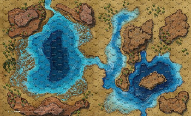 BattleTech: BattleMat - Savannahs Large Lakes / Box Canyon